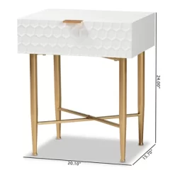 Marcin Wood And Metal 1 Drawer Nightstand White/Gold - Baxton Studio -Furniture Specialty Store GUEST db83e33c 0c05 4e60 b61d 74e3729f2e73