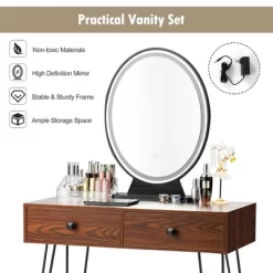 Costway Vanity Makeup Dressing Table W/ 3 Lighting Modes Mirror Touch Switch RusticCoffee -Furniture Specialty Store GUEST dc2fc553 9ecc 4979 9a0a 4b4487d44b76