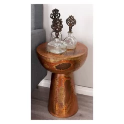 Metal Pedestal Stool Flat Top Copper - Olivia & May