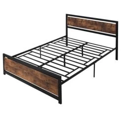 HOMCOM Queen Platform Bed Frame With Headboard & Footboard, Strong Metal Slat Support Full Bed Frame W/ Underbed Storage Space, No Box Spring Needed, 63''x82''x40.5'' -Furniture Specialty Store GUEST dd872a25 1a1f 4e8b 8721 e0c30f8829f7