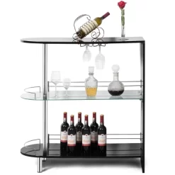 Costway Wine Rack Unit W/Tempered Glass Shelf & Glass Holders Glossy Black -Furniture Specialty Store GUEST ddd1f8ce e989 403b a3fb 22bb1a6a93f3