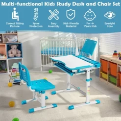 Costway Height Adjustable Kids Study Table And Chair Set W/Bookstand & Light Pink/Light Blue -Furniture Specialty Store GUEST de07dada f91b 4fe1 a038 c832b9b58361
