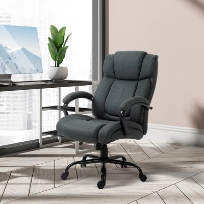 Vinsetto High Back Big And Tall Executive Office Chair 484lbs With Wide Seat Computer Desk Chair With Linen Fabric Swivel Wheels Charcoal Gray 4 Vinsetto High Back Big And Tall Executive Office Chair 484lbs With Wide Seat Computer Desk Chair With Linen Fabric Swivel Wheels Charcoal Gray - Image 2