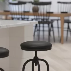 Merrick Lane Counter Stool Contemporary Black Faux Leather Backless Stool With Swivel Seat Height Adjustment And Footrest -Furniture Specialty Store GUEST de8c8951 2dcb 4c75 8d41 688d14cb82ef