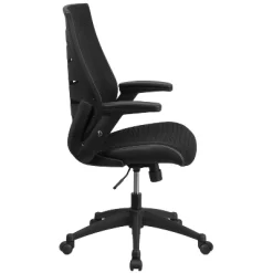 Emma And Oliver High Back Black Mesh Swivel Ergonomic Office Chair With Adjustable Flip-Up Arms -Furniture Specialty Store GUEST df464d0a 6258 47e8 9d20 34b48b93faac