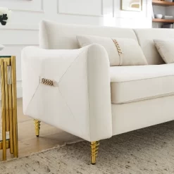 80.3" Modern Velvet Tufted Sofa With 2 Pillows And Gold Legs - ModernLuxe -Furniture Specialty Store GUEST e159de02 1596 4513 8854 bc5f2077d03f
