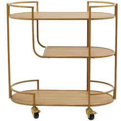 Contemporary Metal And Wood Bar Cart Gold - Olivia & May -Furniture Specialty Store GUEST e19d766a 1320 4828 9712 833c50fbbb89