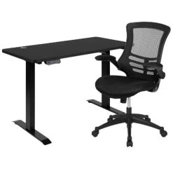 Flash Furniture 48"W X 24"D Electric Height Adjustable Standing Desk With Mesh Swivel Ergonomic Task Office Chair -Furniture Specialty Store GUEST e1bb74cf 6fad 4419 90fe 08e14f0da9a5