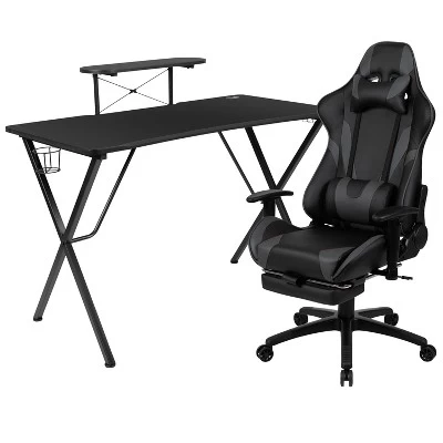 Flash Furniture Gaming Desk And Footrest Reclining Gaming Chair Set With Cup Holder, Headphone Hook, And Monitor/Smartphone Stand 15 Flash Furniture Gaming Desk And Footrest Reclining Gaming Chair Set With Cup Holder, Headphone Hook, And Monitor/Smartphone Stand - Image 13
