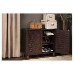 Winda Modern And Contemporary 2-Door Wooden Entryway Shoes Storage Cabinet - Dark Brown - Baxton Studio -Furniture Specialty Store GUEST e26145c0 ba65 4828 93ea 97942d9e7fd0