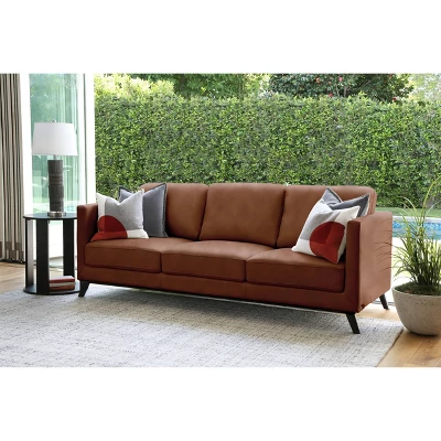 Woodstock Mid-Century Top Grain Leather Sofa - Abbyson Living 4 Woodstock Mid-Century Top Grain Leather Sofa - Abbyson Living - Image 2