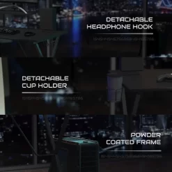 BlackArc Gamma Gaming Desk & Chair Set - Black & Red High Back Gaming Chair With Flip-Up Arms; Desk With Detachable Headphone Hook/Cupholder -Furniture Specialty Store GUEST e356fe2f 90f1 4a38 b82b 9542e2a916b4