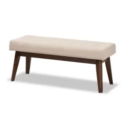 Elia Mid Century Modern Walnut Wood Fabric Button Tufted Bench - Baxton Studio -Furniture Specialty Store GUEST e3806eeb cd47 4c76 8d44 30cb44de9ef9