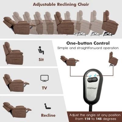 Costway Power Lift Recliner Chair Sofa For Elderly W/ Side Pocket & Remote Control GreyBrown 7 Costway Power Lift Recliner Chair Sofa For Elderly W/ Side Pocket & Remote Control GreyBrown - Image 5