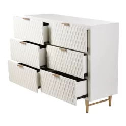 6 Drawer With Handles Accent Dresser Cream/Gold - StyleCraft