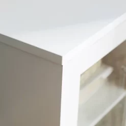 Pierceton Modern Double Glass Door With Metal Legs TV Stand For TVs Up To 58" White - Saracina Home -Furniture Specialty Store GUEST e6234a99 ab4f 4730 99f6 0b971f2d2de2