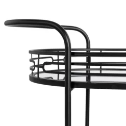 Deluxe 2 Tier Metal Oval Mirrored Bar Cart Black - Glitzhome -Furniture Specialty Store GUEST e663c9a1 98b0 4ddc 8179 be1cade9aedb