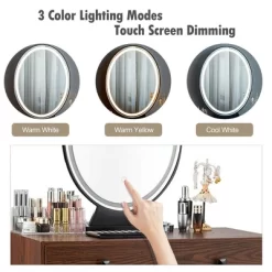 Costway Vanity Makeup Dressing Table W/ 3 Lighting Modes Mirror Touch Switch RusticCoffee -Furniture Specialty Store GUEST e6e88a6e 690f 46f9 b6ae ec566b8c2fa8
