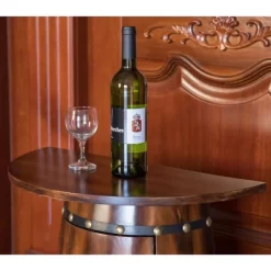 Vintiquewise Rustic Lockable Barrel Shaped Wine Bar Cabinet Wooden End Table -Furniture Specialty Store GUEST e6fc2bc8 a4af 49f9 80b0 7f893338e319