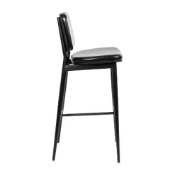 Set Of 2 Faux Leather Contemporary Black Metal Frame Barstools With Integrated Footrest - Merrick Lane -Furniture Specialty Store GUEST e720394c 0a0d 4437 9e7e 21e2dd84b990