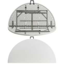 Emma And Oliver 5-Foot Round Bi-Fold Granite White Plastic Folding Table With Carrying Handle -Furniture Specialty Store GUEST e7f7fe5a d306 4622 8f13 c29f55654bf8