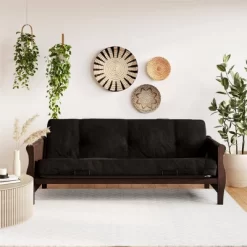 Full Chester Wood Arm Futon Frame With 8" Microfiber Mattress - Room & Joy -Furniture Specialty Store GUEST e813466a 9856 4b25 b6a7 1f3c4e5022e9