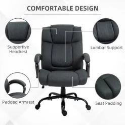 Vinsetto High Back Big And Tall Executive Office Chair 484lbs With Wide Seat Computer Desk Chair With Linen Fabric Swivel Wheels Charcoal Gray 13 Vinsetto High Back Big And Tall Executive Office Chair 484lbs With Wide Seat Computer Desk Chair With Linen Fabric Swivel Wheels Charcoal Gray -Furniture Specialty Store GUEST e8b0b17a 1ecf 45c7 90c6 f855ce786b3e