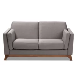 Baxton Studio Sava Fabric Upholstered Walnut Wood 2 Seater Loveseat Gray - BaxtonStudio -Furniture Specialty Store GUEST e8b4aee4 87a5 4c1e 821d 9056df69f39b