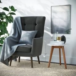 Solid Wood And Faux Marble Round Side Table - Nathan James -Furniture Specialty Store GUEST e93ae01e 437b 4b2d a37d b6c297b9ad13