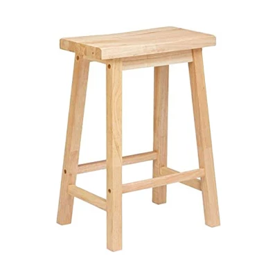 PJ Wood Classic Saddle Seat 24'' Kitchen Bar Counter Stool With Backless Seat & 4 Square Legs, For Homes, Dining Spaces, And Bars, Natural (3 Pack) 3 PJ Wood Classic Saddle Seat 24'' Kitchen Bar Counter Stool With Backless Seat & 4 Square Legs, For Homes, Dining Spaces, And Bars, Natural (3 Pack)