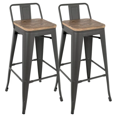 Set Of 2 30" Oregon Industrial Low Back Barstools - LumiSource 10 Set Of 2 30" Oregon Industrial Low Back Barstools - LumiSource - Image 8