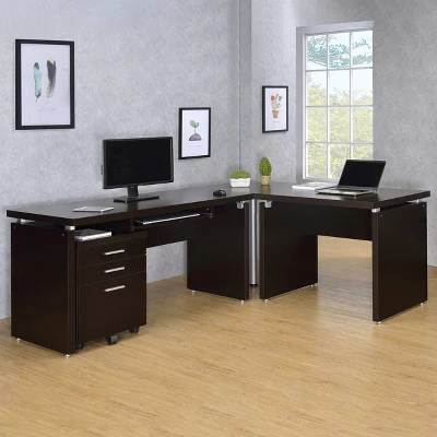 Skylar L-Shape Office Desk Set Cappuccino - Coaster 3 Skylar L-Shape Office Desk Set Cappuccino - Coaster
