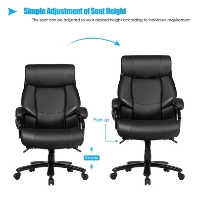 Costway Big & Tall 500lb Massage Office Chair Executive PU Leather Computer Desk Chair Black 9 Costway Big & Tall 500lb Massage Office Chair Executive PU Leather Computer Desk Chair Black - Image 7