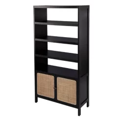 74" Groveholme Bookcase/Storage Shelf Black/Gold - Aiden Lane -Furniture Specialty Store GUEST eb5940d3 2cf2 4145 993a 67499de05585
