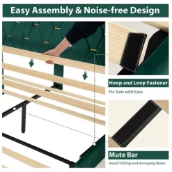Costway Upholstered Platform Bed Frame Adjustable Headboard Footboard Modern Green -Furniture Specialty Store GUEST eb678001 30f8 48ef 9b26 7adf5bd338d7