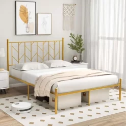 Costway Full/Queen/Twin Size Metal Platform Bed Frame Vintage Headboard Mattress Foundation Gold 19 Costway Full/Queen/Twin Size Metal Platform Bed Frame Vintage Headboard Mattress Foundation Gold -Furniture Specialty Store GUEST ebd27955 0bd9 4df6 9947 2417333328f0