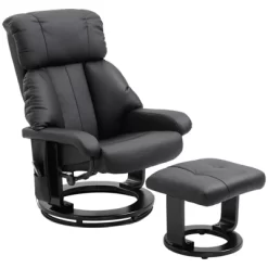 HOMCOM Recliner With Ottoman Footrest, Recliner Chair With Vibration Massage, Faux Leather And Swivel Wood Base For Living Room And Bedroom -Furniture Specialty Store GUEST ec4ebf16 5b51 4eef 84ac 313753998ea7