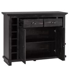 Home Source Bar Cabinet Bookshelf With Glass Doors In Chocolate Finish