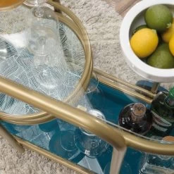 Coral Cape Bar Cart With Metal And Glass Satin Gold - Sauder -Furniture Specialty Store GUEST ec86472b f576 49eb 9d42 6e4c87d36ad8