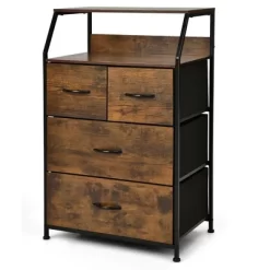 Costway 4 Drawer Dresser Tall Wide Storage Organizer Unit W/ Wooden Top Fabric Bins -Furniture Specialty Store GUEST ecacfaad d3d6 49f5 abc6 61885e3615ae
