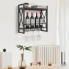 Costway Wall Mounted Wine Rack Industrial 2-Tier Wood Shelf With 3 Stem Glass Holders -Furniture Specialty Store GUEST ed5dd728 a00b 4c64 a7d2 9a0e28aa6a48