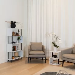 60.5" 5 Tier S Shaped Bookcase White/Black - Danya B. -Furniture Specialty Store GUEST edb48ebc 17d5 43b6 b3ae 561ce67d7194