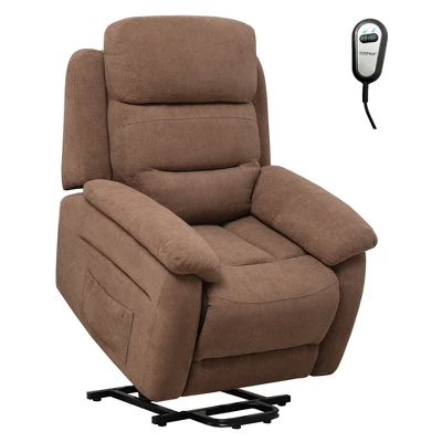 Costway Power Lift Recliner Chair Sofa For Elderly W/ Side Pocket & Remote Control GreyBrown 12 Costway Power Lift Recliner Chair Sofa For Elderly W/ Side Pocket & Remote Control GreyBrown - Image 10