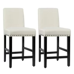 Costway Set Of 2 25'' Kitchen Breakfast Chairs Nailhead Bar Stools BeigeGray -Furniture Specialty Store GUEST eee19f32 e5f0 4f26 bc3d baf6603ef2f2