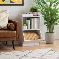 IRIS USA 2-Tier Shelf Organizer With Easy Access Angled Cubby, White