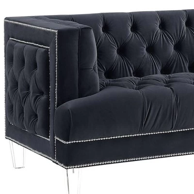 64" Ansario Sofa Charcoal Velvet - Acme Furniture 11 64" Ansario Sofa Charcoal Velvet - Acme Furniture - Image 9