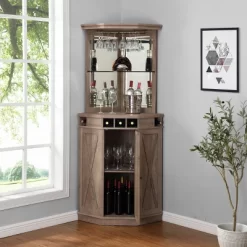 Home Source Charcoal Corner Bar Unit With Built-in Wine Rack And Lower Cabinet -Furniture Specialty Store GUEST efc7a2db e30f 4f4c 98ff 0ea9b9efcbe3