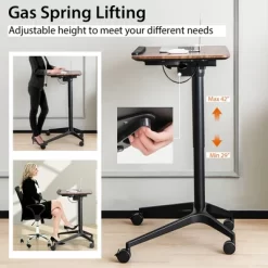 Costway Pneumatic Standing Desk Tilting Adjustable Laptop Cart Mobile Podium Cup Holder -Furniture Specialty Store GUEST efd3ec7d 871c 4454 ad61 7a10230e663e