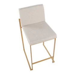 Set Of 2 FujiHB Polyester/Steel Counter Height Barstools Gold/Beige - LumiSource -Furniture Specialty Store GUEST f01de1fc 14b8 4c87 bcd5 e8f98ba09ce2