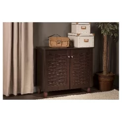 Winda Modern And Contemporary 2-Door Wooden Entryway Shoes Storage Cabinet - Dark Brown - Baxton Studio -Furniture Specialty Store GUEST f051c225 4e32 43fc b9b9 4d46d098a654